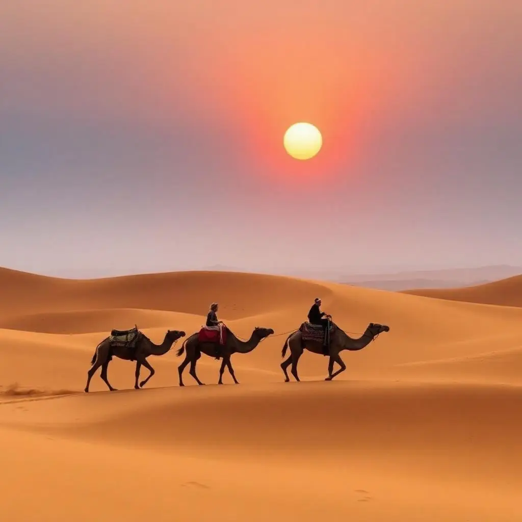 Camel caravan in Thar desert